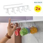 2x Metal Under Cabinet Mug Rack Tea Cup Organizer Kitchen Storage Hanger Holder Hook