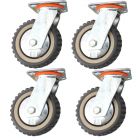 4pcs 6inch plastic caster wheel industrial castor solid ribbed tread tyre with cover swivel without brake/lock for flat or rough terrain 350kg ea