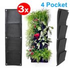 3pcs 4 Pocket Planter Outdoor Wall Vertical Garden Hanging Planting Bag for Herbs