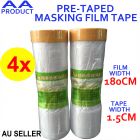 4x 180CM Extra Wide Tape and Drape Pre-taped Masking Film Tape 12M Long