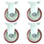 4pcs 5inch 125mm solid hard plastic caster wheel heavy duty industrial castor fixed non swivel 140kg ea for trolley furniture equipment