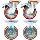 heavy duty metal caster wheel 5 inch 125mm industrial castor 2 swivel&lock/brake pls 2 fixed