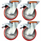 heavy duty metal caster wheel 5 inch 125mm industrial castor swivel&lock/brake 4pcs