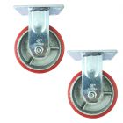 heavy duty metal caster wheel 5 inch 125mm industrial castor fixed non-swivel left view 2pcs