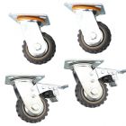 4pcs set 4inch plastic caster wheel castor solid ribbed tread 2 swivel with brake/lock + 2 swivel no lock