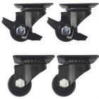 4pcs set 1.5inch low profile caster wheel industrial castor solid wide wheel 2 swivel&lock+ 2 swivel/no-lock for furniture trolley bench 50kg ea