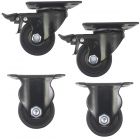 4pcs set 2.5inch low profile caster wheel industrial castor solid wide wheel 2 swivel&lock+ 2 fixed for furniture trolley bench 200kg ea