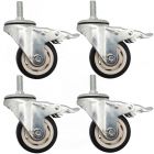 4x 3inch 75mm solid hard plastic bolt caster wheel light duty swivel with brake /lock industrial castor 100kg ea for trolley furniture chair