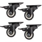 2.5inch small solid hard plastic pu caster wheel light duty swivel with brake /lock industrial castor 80kg height 90mm for trolley furniture equipment 4pcs bundle