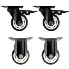 4pcs set 3inch solid hard plastic pu caster wheel light duty 2 swivel&brake & 2 fixed industrial castor 100kg overall height 105mm for trolley furniture equipment