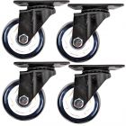 4pcs 3inch small solid hard plastic pu caster wheel light duty swivel without brake /lock industrial castor 100kg height 105mm for trolley furniture equipment