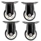 4pcs 3inch small solid hard plastic pu caster wheel light duty fixed/non-swivel industrial castor 100kg height 105mm for trolley furniture equipment