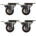 4pcs 3inch small stainless steel caster hard nylon wheel light duty swivel with brake /lock industrial castor 120kg ea height 100mm for trolley furniture equipment