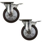 2pcs 5inch small stainless steel caster hard nylon wheel light duty swivel with brake /lock industrial castor 140kg ea height 156mm for trolley furniture equipment