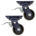 2pcs 4inch heavy duty caster wheel industrial castor all metal heat resistant swivel with brake/lock for flat ground & high temperature use 500kg ea overall height 156mm