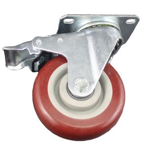 heavy duty plastic caster wheel solid hard plastic castor 4 inch swivel with brake single