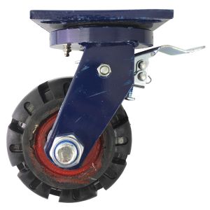 6inch super heavy duty caster wheel industrial castor solid ribbed tread tyre swivel with brake/lock flat rough terrain front