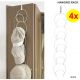 4x Over Door Cap Rack Hat Organiser Hanging Hook Ties Clothes Scarf 5 Ring White