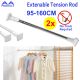 2x Adjustable Tension Rods Extendable Stainless Steel Seamless Rack Shower Window Curtain Closet Rod Bathroom Hanging Rod 95-160cm