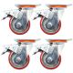 heavy duty 4inch 100mm metal caster wheel castor swivel with brake 4pcs