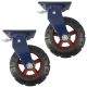 10inch super heavy duty caster wheel industrial castor solid ribbed tread tyre swivel with brake/lock for flat or rough terrain 1100kg 2pcs bundle