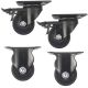 4pcs set 2.5inch low profile caster wheel industrial castor solid wide wheel 2 swivel&lock+ 2 fixed for furniture trolley bench 200kg ea