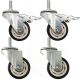 4pcs set 3inch 75mm solid hard plastic bolt caster wheel light duty 2 swivel & 2 swivel with brake /lock industrial castor 100kg ea for trolley furniture chair