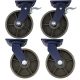 4pcs set 8 inch super heavy duty caster wheel industrial castor all metal heat resistant 2 swivel&lock + 2 swivel for flat ground and high temperature use 1500kg ea capacity 255mm high