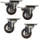 4pcs set 3inch small stainless steel caster hard nylon wheel light duty 2 swivel&lock + 2 swivel industrial castor 120kg ea height 100mm for trolley furniture equipment