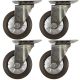 4pcs 4inch small stainless steel caster hard nylon wheel light duty swivel without brake/lock industrial castor 130kg ea height 130mm for trolley furniture equipment