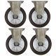 4pcs 5 inch small stainless steel caster hard nylon wheel light duty non-swivel / fixed industrial castor 140kg ea height 156mm for trolley furniture equipment