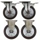 4pcs set 5inch small stainless steel caster hard nylon wheel light duty 2 swivel&lock + 2 fixed industrial castor 140kg ea height 156mm for trolley furniture equipment