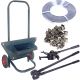 4in1 strapping kit- 1 roll/250m heavy duty metal /steel strap +150 clip +2 tools + trolley for cargo strapping logistics warehouse packaging pallet timber logs bricks width 19mm max tension 500kg